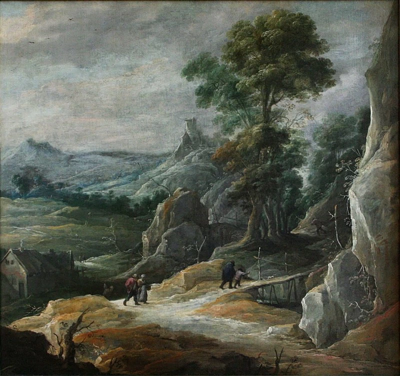 Paesaggio roccioso e pellegrini